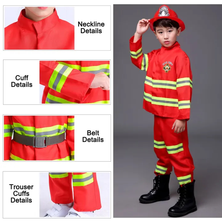 ชุดนักดับเพลิงเด็ก ชุดดับเพลิง เสื้อผ้าเข็มขัด หมวก ขวดฉีดน้ำครบชุด ชุดอาชีพเด็ก ชุดอาชีพดับเพลิงเด็ก คอสเพลดับเพลิง - รูปที่ 6
