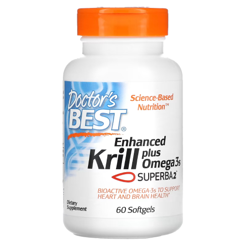 น้ำมันคริลล์ Doctor's Best, Enhanced Krill Plus Omega3s with Superba 2, 60 Softgels