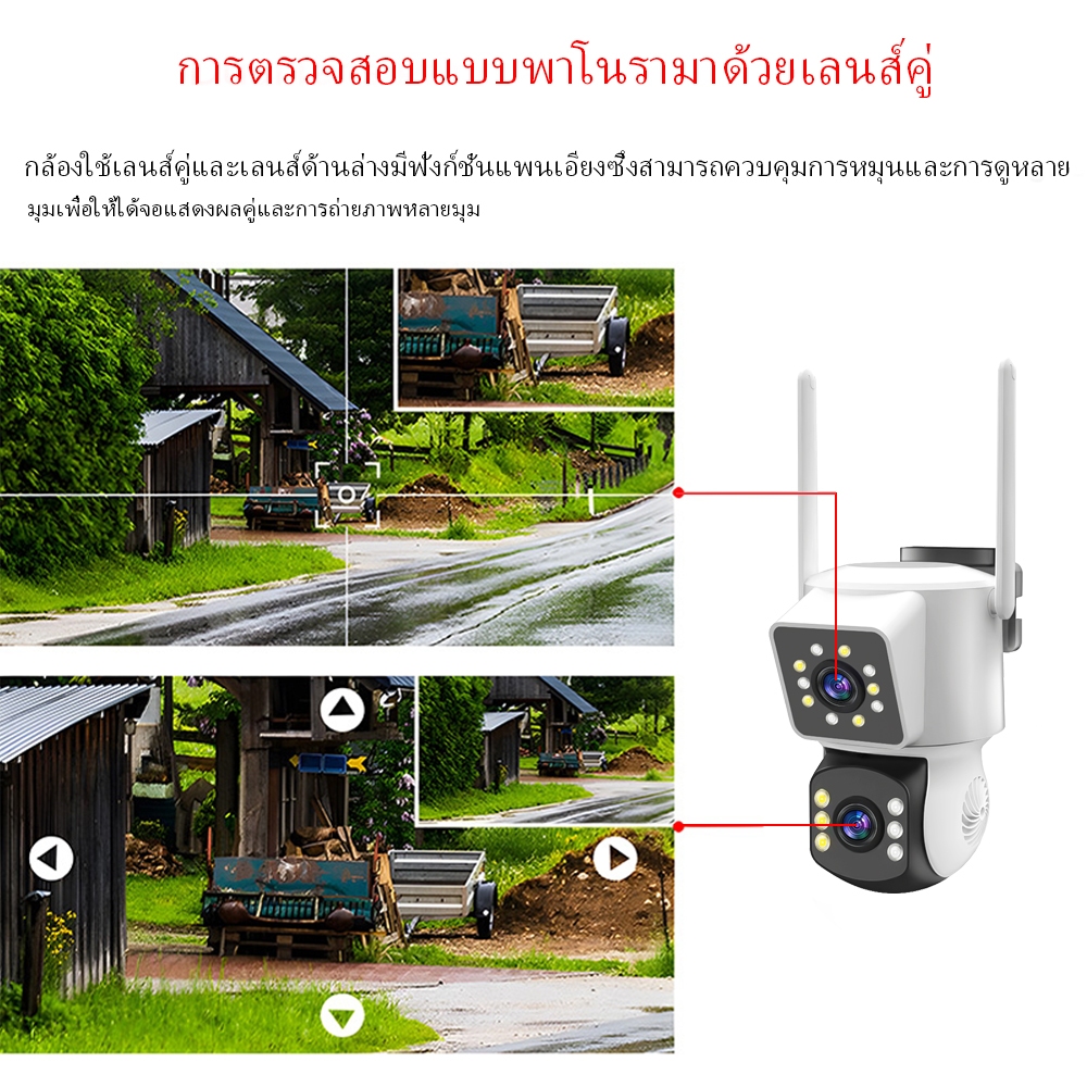 เลนส์คู่กล้องวงจรปิด WIFI, กล้องวงจรปิดไร้สายกลางแจ้งสามารถดูหน้าจอคู่, FHD 5MP,icma365.a3s PM1
