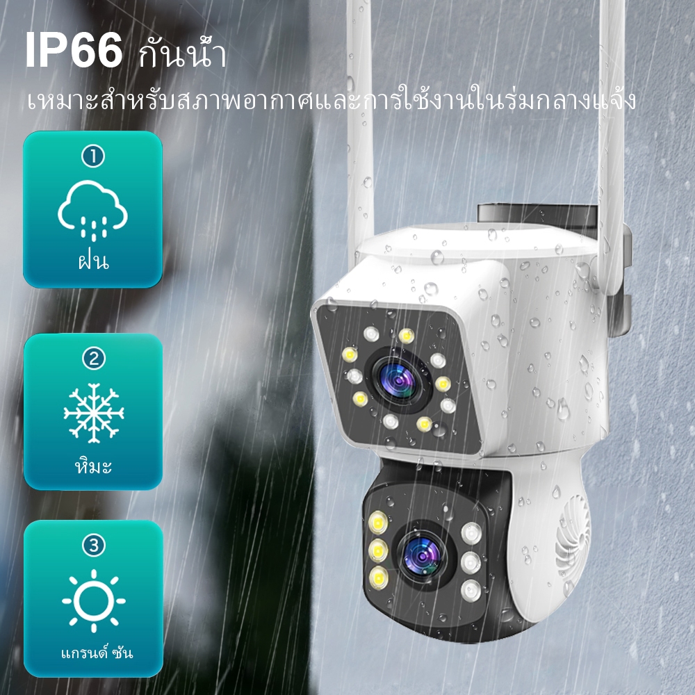 เลนส์คู่กล้องวงจรปิด WIFI, กล้องวงจรปิดไร้สายกลางแจ้งสามารถดูหน้าจอคู่, FHD 5MP,icma365.a3s PM1