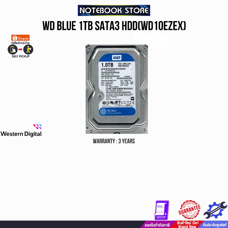 WD BLUE 1TB SATA3 HDD(WD10EZEX)/ประกัน 3 Years