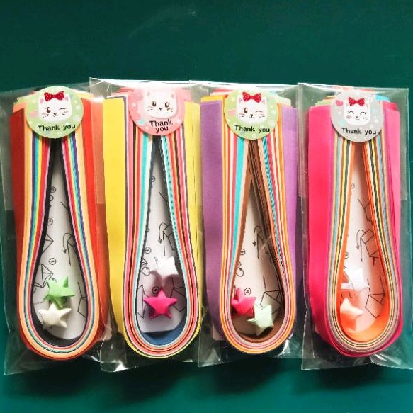 กระดาษพับดาวเรนโบว์ DIY (คละสี) กระดาษสีธรรมดา/ผิวกากเพชร/ ผิวมันวาว/ผิวหยาบ/แบบลายการ์ตูน