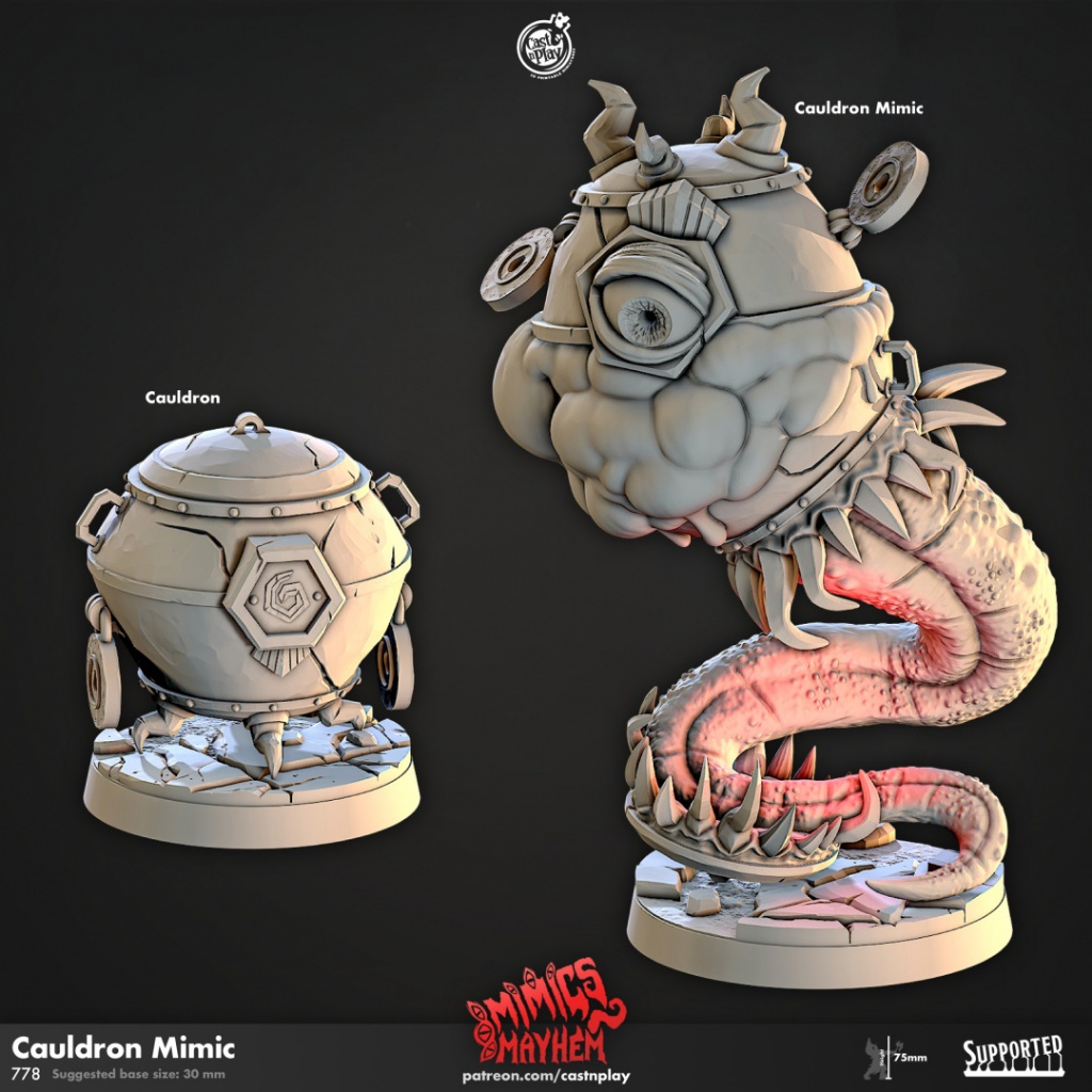 Cauldron Mimic - Mimics Mayhem - Monstrosity Mimic / 32mm scale 3D printed miniature CNP