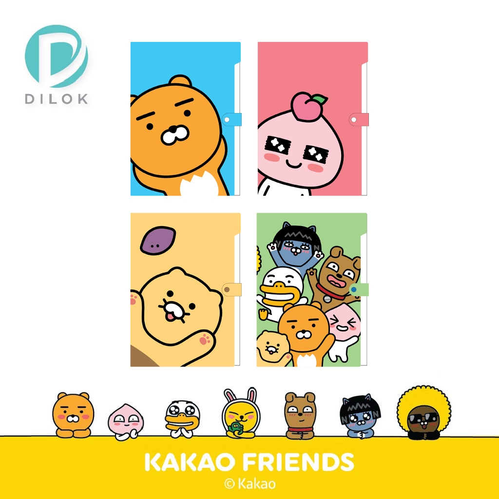 KAKAO FRIENDS แฟ้มเอกสาร แฟ้มหีบเพลง 8 ช่อง ขนาด A4 พร้อมกระดุมล็อก พลาสติกทนทาน ลายการ์ตูน KK330