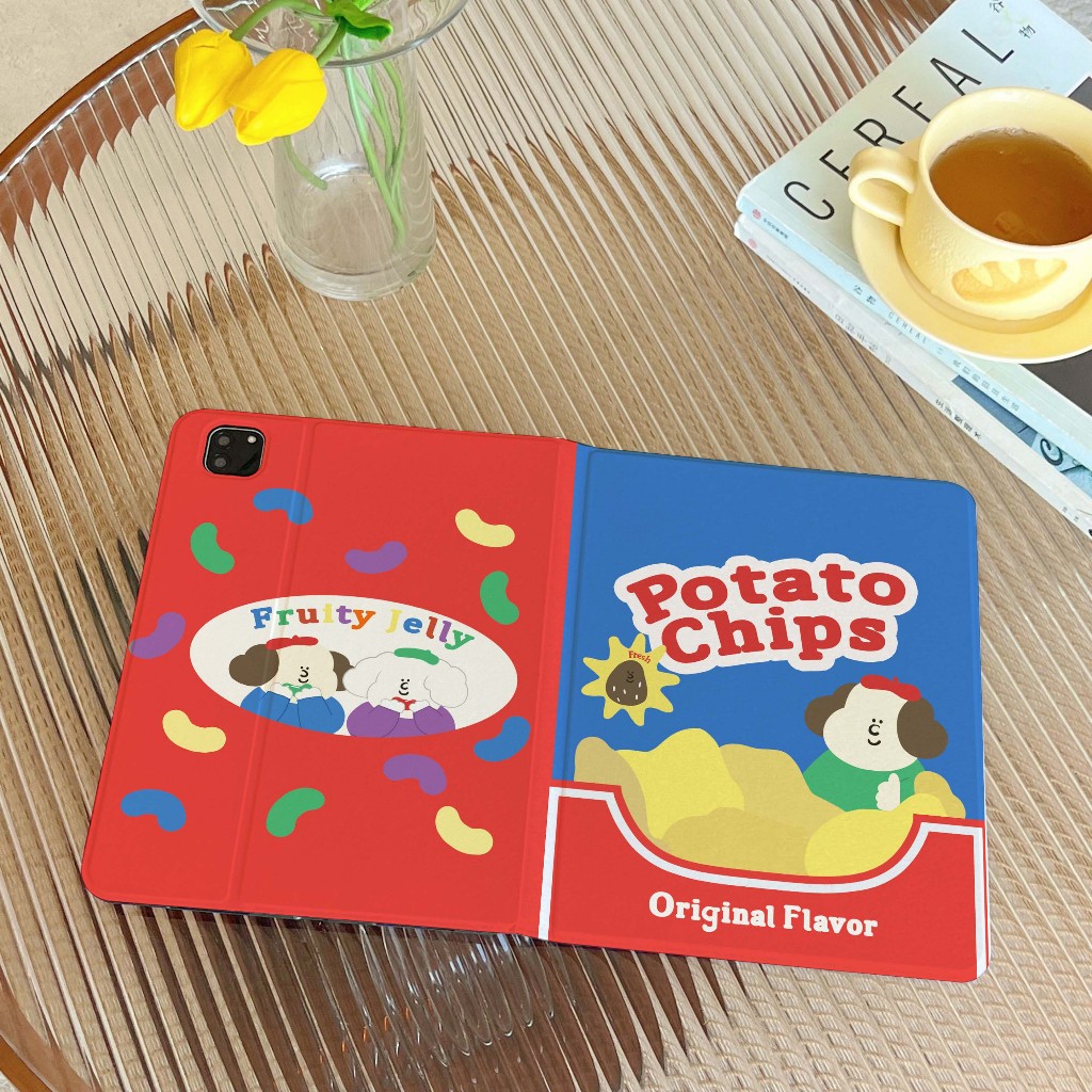 24ชั่วโมง Cute puppy เคสไอแพด Air5 10.9 เคสiPad Potato chips Gen9 MINI7 ใส่ปากกาได Air6 pro11 2024