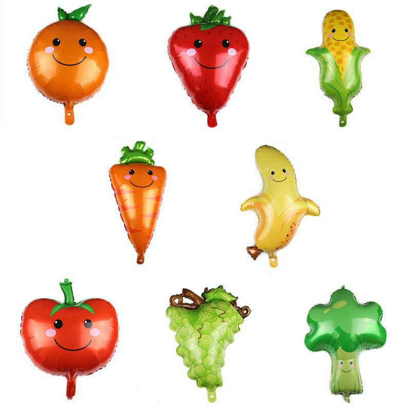 ลูกโป่งผัก ลูกโป่งผลไม้ ส้ม กล้วย สตรอเบอร์รี่ มะเขือเทศ บล็อคโคลี ข้าวโพด แตงโม ลูกโป่งแครอท