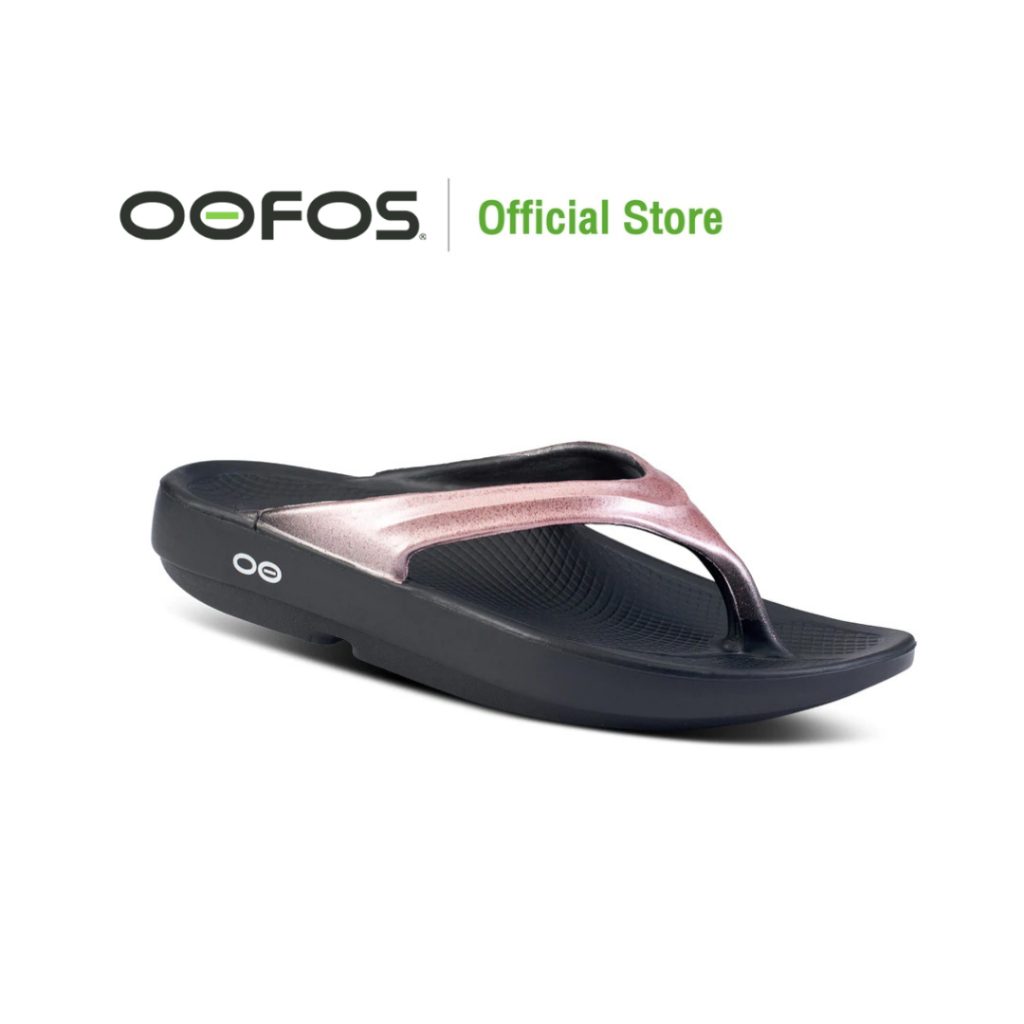 OOFOS OOlala Luxe Rose Sparkle (สีชมพูประกาย) - รองเท้าแตะเพื่อสุขภาพ นุ่มสบายเท้าด้วยวัสดุอูโฟม บอกลาปัญหาสุขภาพเท้า