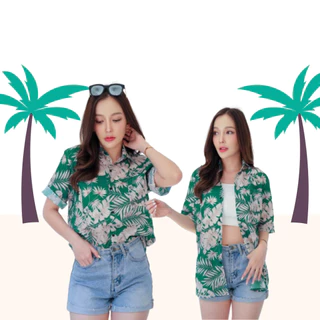 เสื้อฮาวาย ชาย ใส่สงกรานต์ ลายดอก เกาหลีวินเทจ คอปก ใส่เที่ยวทะเล แขนสั้น สําหรับผู้ชายและผู้หญิง