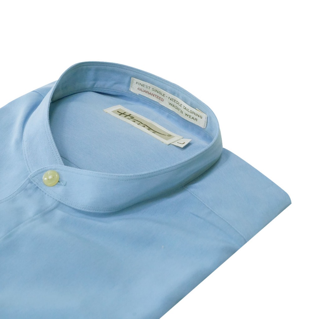 HAZARD เสื้อคอจีนแขนยาว ผ้า Micro Filament(ไมโครฟิลาเมนท์) สีฟ้าเข้ม