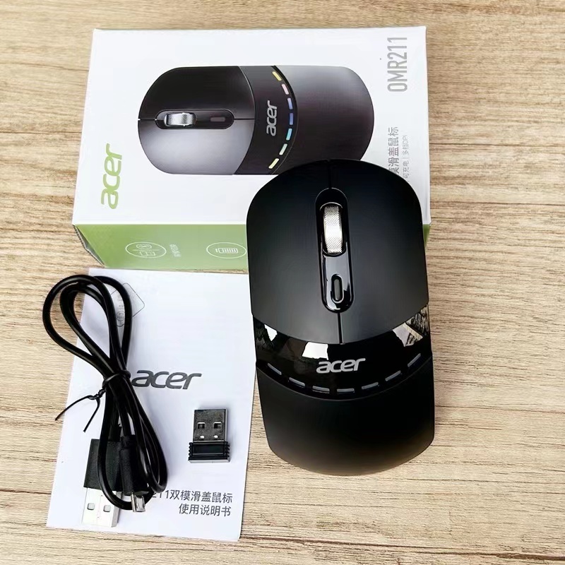 Acerเมาส์บลูทูธไร้สายของUSB ชาร์จได้สองโหมดเชื่อมต่อความเร็วออกแบบฝาครอบเลื่อนลดเสียงรบกวน