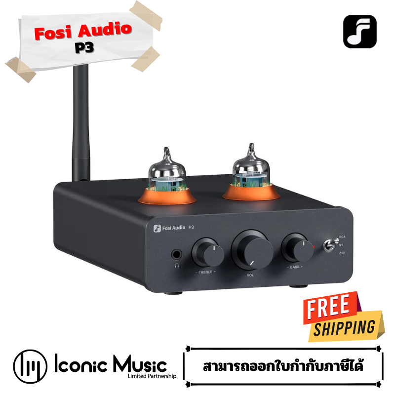 Fosi Audio P3 Vacuum Tube PreAmplifier 5654W x2 ปรับ Bass Treble ได้ รับประกันศูนย์ไทย 2 ปี