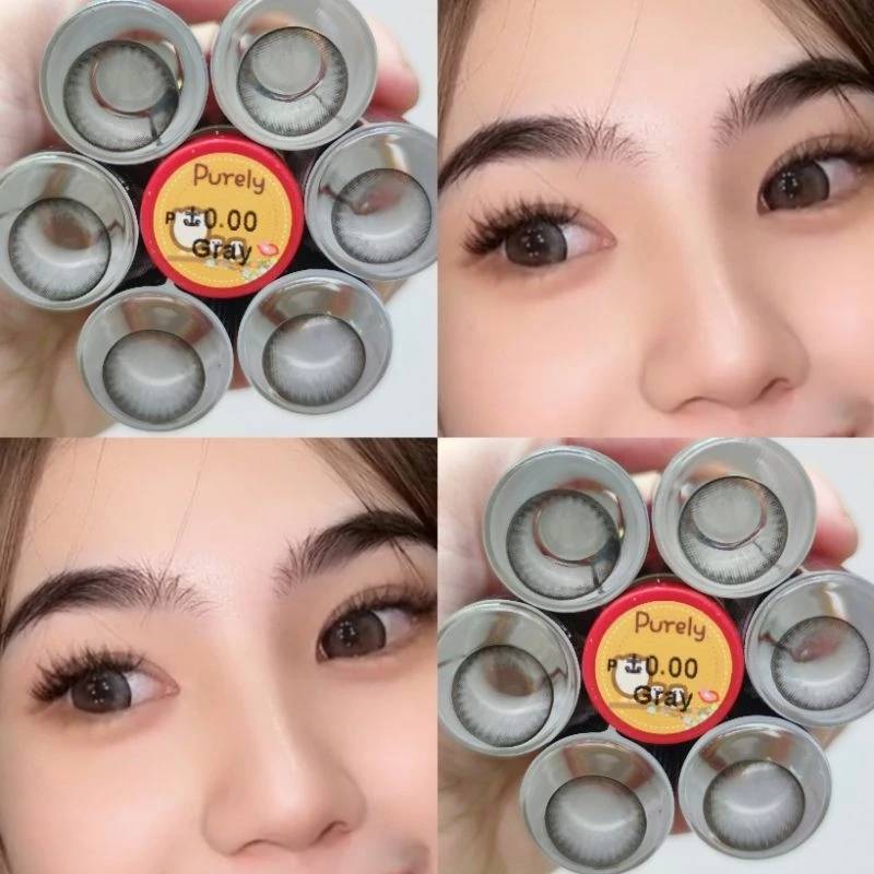 คอนแทคเลนส์ปังสุดๆ บิ๊กอายตัดขอบสวยสุดๆ รุ่น Purely สีเทา/ตาล Gray/Brown