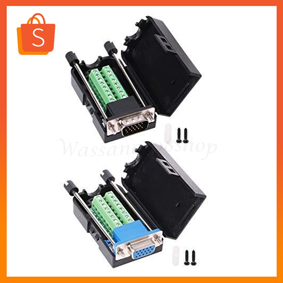 D-SUB DB15 VGA ชาย3แถว15 Pin Breakout ขั้วต่อขั้วต่อ