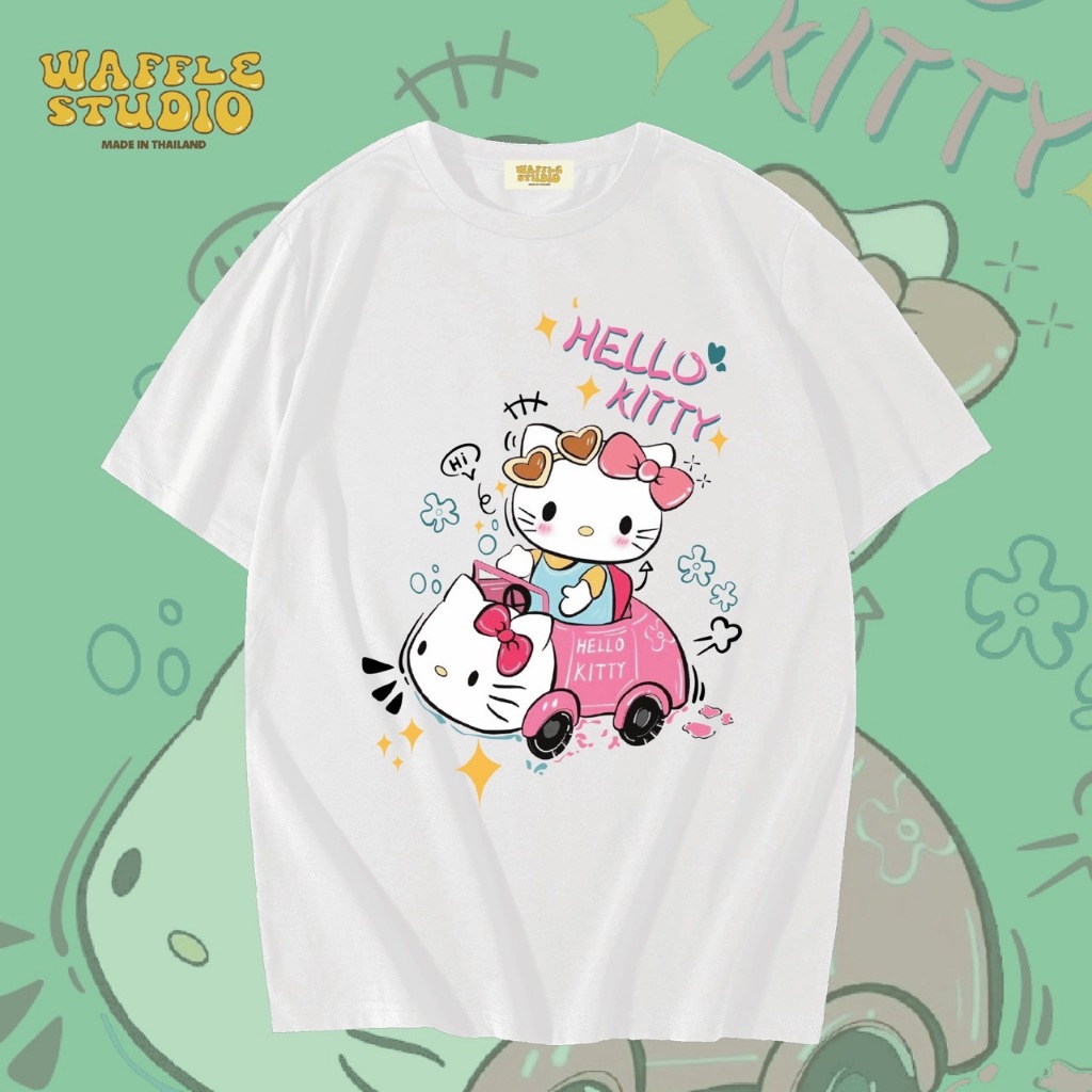 [ ส่งฟรี ] WS0034 เสื้อยืดโอเวอร์ไซส์ เสื้อยืดเกาหลี ผ้าคอตตอน100% เสื้อยืดการ์ตูน WAFFLE STUDIO