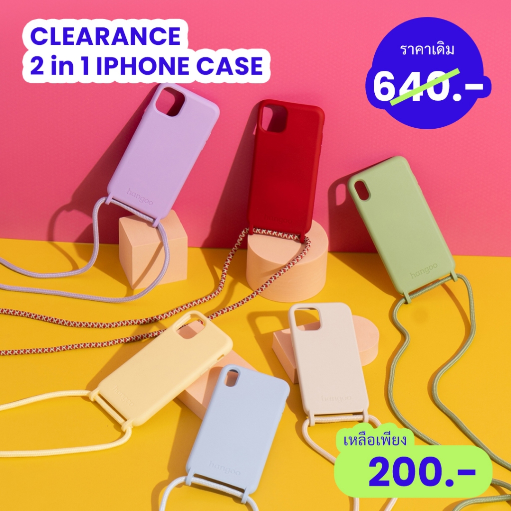 **hangoo Clearance** เคสสีแดง พร้อมสายถอดได้ iPhone 7/8 Plus, X/XS, 11, 11 Pro Max, 12/12 Pro, 12 Pro Max