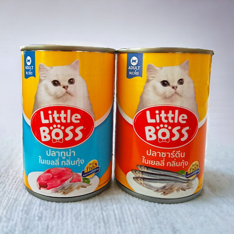 ลิตเติ้ลบอส อาหารแมว (ปลาทูน่า,ปลาซาร์ดีน ในเยลลี่ กลิ่นกุ้ง 400 กรัม/กระป๋อง)