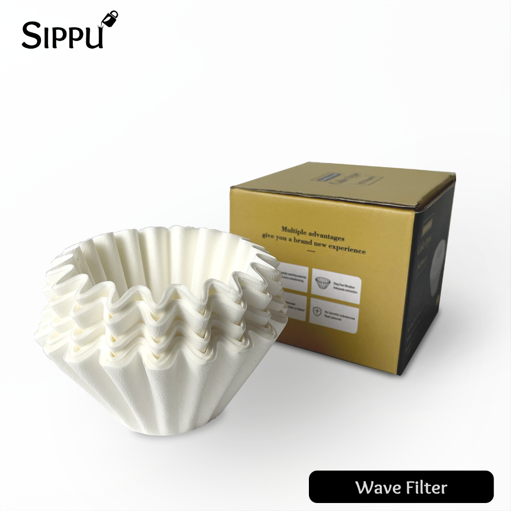 SIPPU กระดาษกรองกาแฟทรง CAKE หรือ Wave ขนาด 155 และ 185 (50 แผ่น) / Wave Paper Filter (50 Sheets)