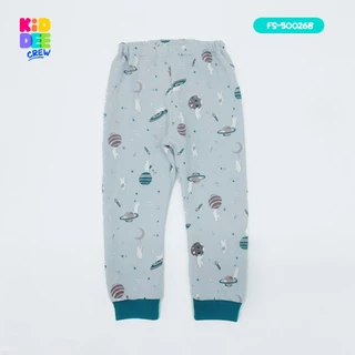 KiddeeCrew ชุดนอนเด็ก เทาเขียวหมีอวกาศ ผ้าแซนวิช เหมาะสำหรับอายุ 1-14 ปี