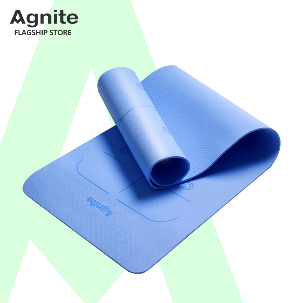 Agnite (ของแถมฟรี) เสื่อโยคะ เบาะรองออกกำลังกาย แผ่นรองโยคะ กันลื่น หนาแผ่นใหญ่ ออกกําลังกายYoga Mat