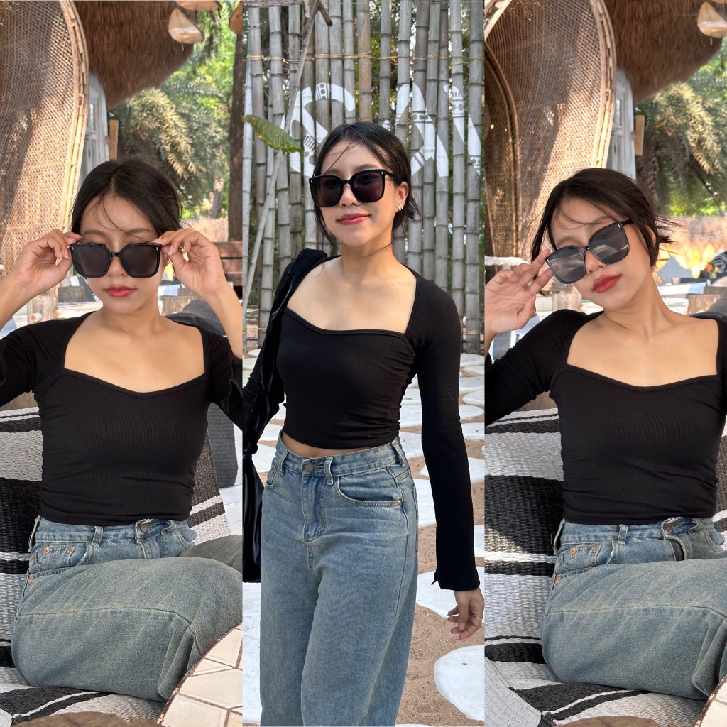 LADIESCLOTHESS #LC313 CHARLOTTE TOP เสื้อเว้าอก เสื้อแขนยาว