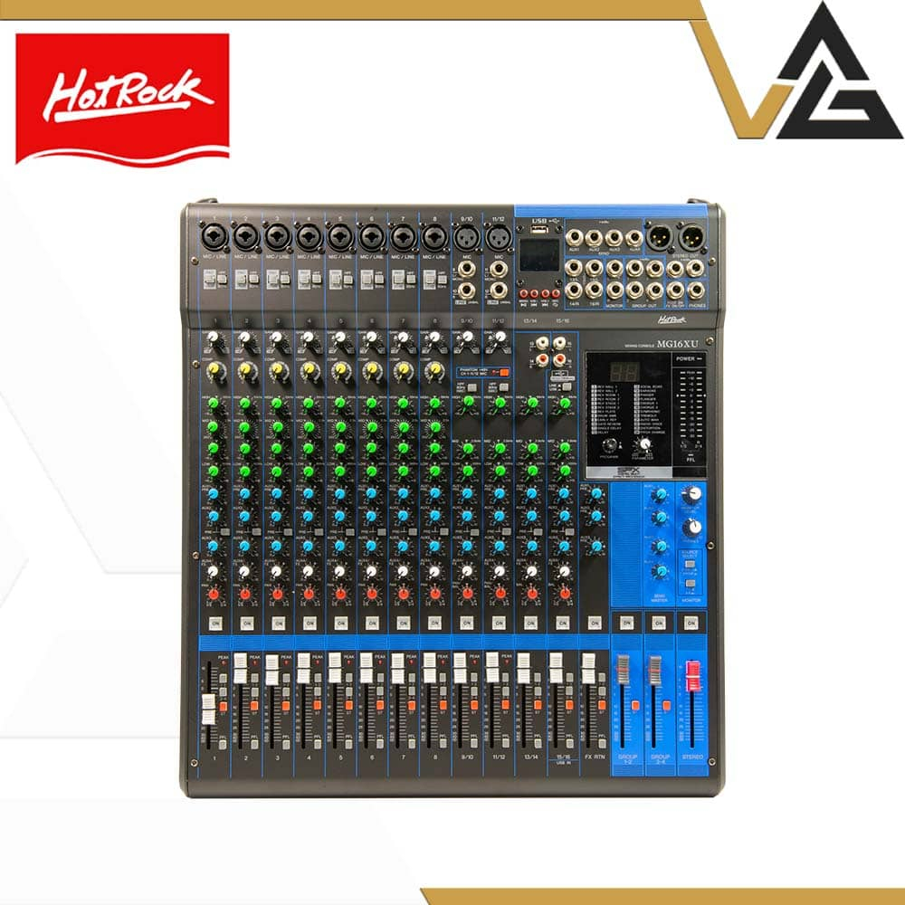 HOTROCK มิกเซอร์ MG-16XU Mixer 16 Input เครื่องผสมสัญญาณเสียง หมาะสำหรับการนำไปใช้ในงานที่หลากหลาย