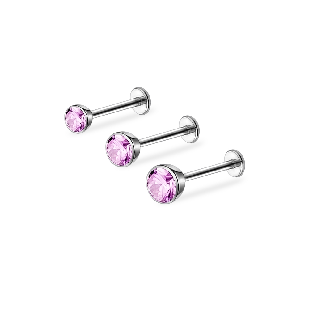Piercingroom by Jay حلق Bezel بزركون وردي للبشرة الحساسة — صورة 2