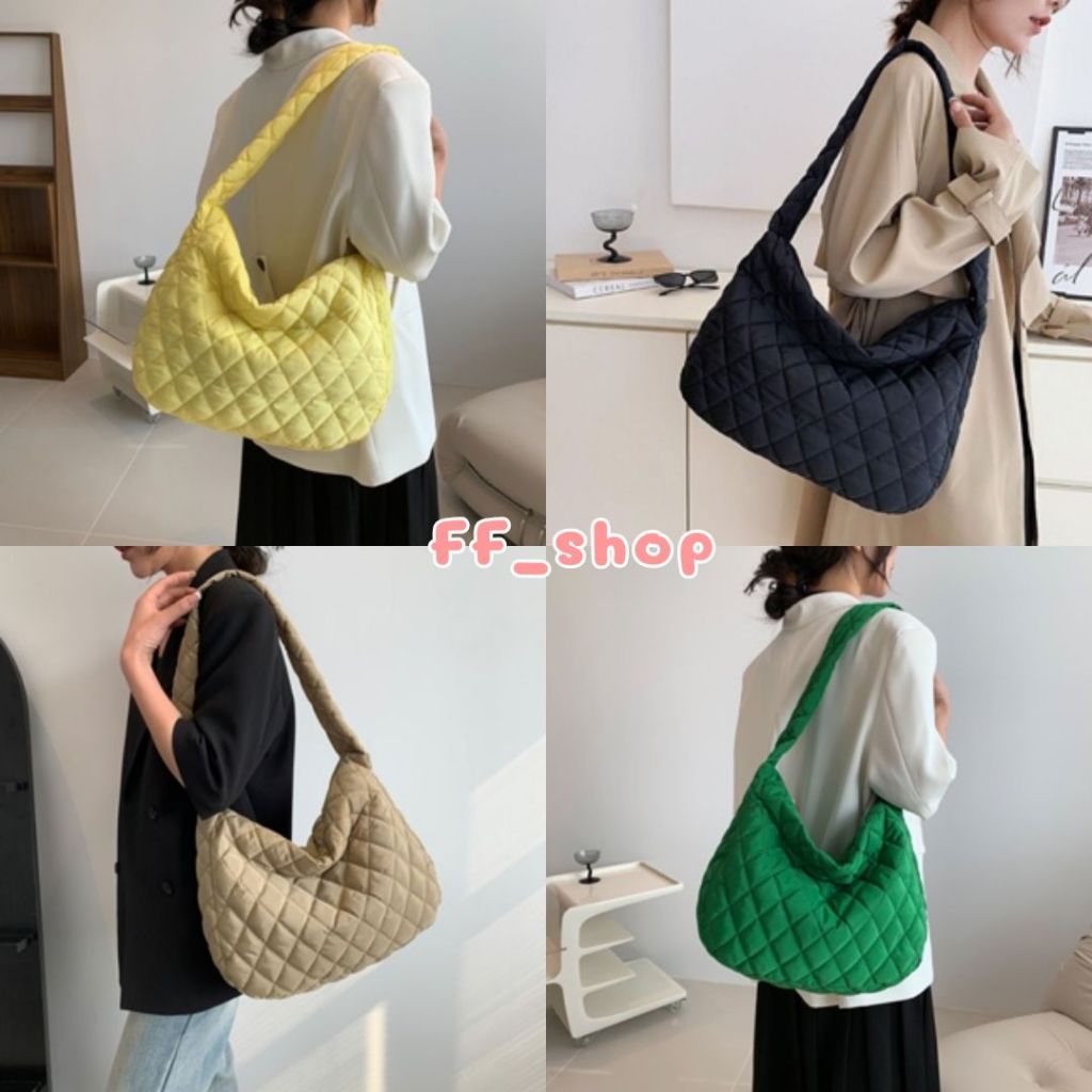 🛒FF.shop🛒กระเป๋าสะพายไหล่ กระเป๋าถือ ลายตาราง สําหรับผู้หญิง ฮิตมาก #BAG012