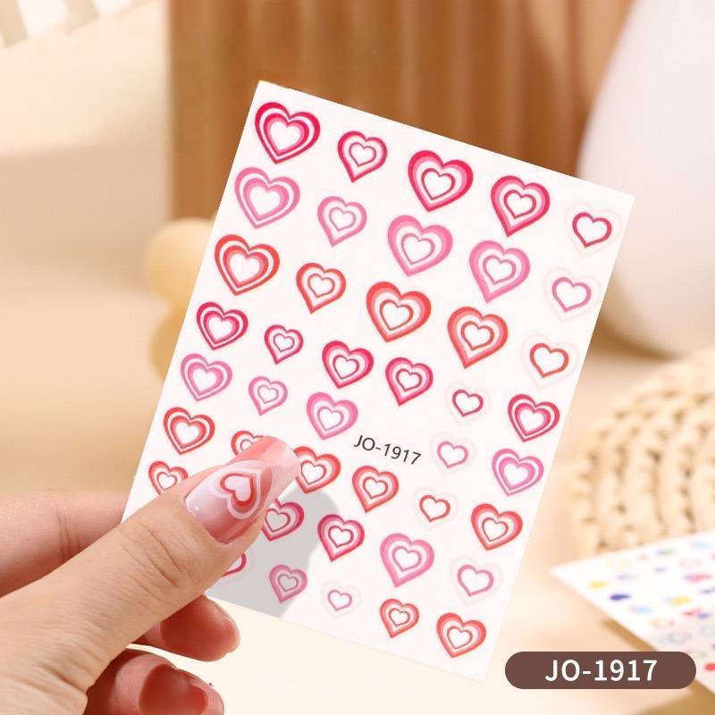 สติกเกอร์ติดเล็บ สติกเกอร์ติดเล็บลายหัวใจ สติกเกอร์แบบมีกาวในตัว