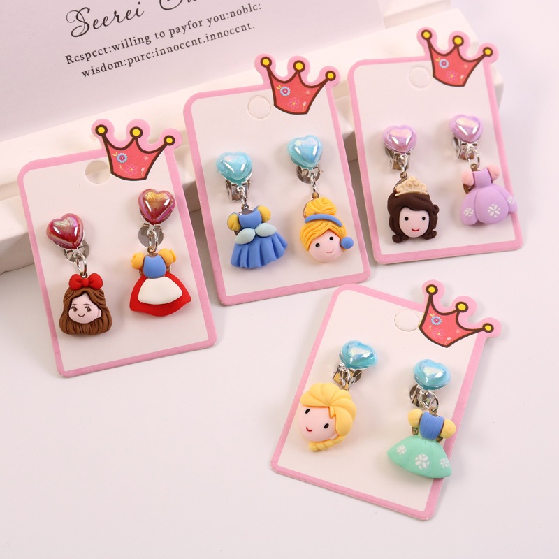 ตุ้มหูเด็ก ตุ้มหูหนีบ ต่างหูหนีบ เจ้าหญิง princess