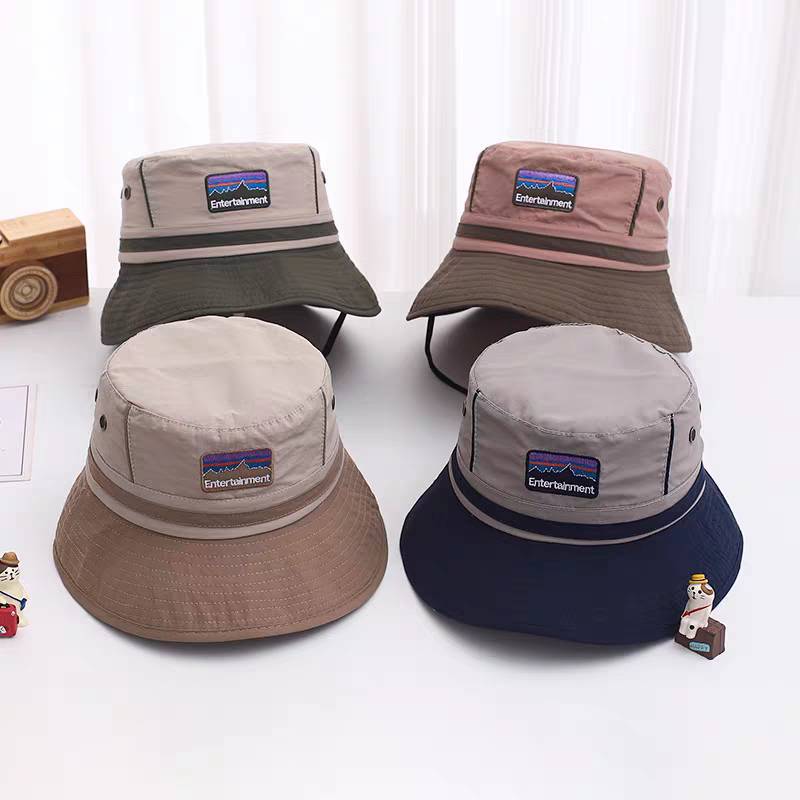 [พร้อมส่ง] หมวกเด็ก 12เดือน – 6ปี รอบหัว:50-52 cm. หมวกบักเก็ตเดินป่าผ้าสีทูโทน สไตล์วินเทจ ติดป้าย Entertainment