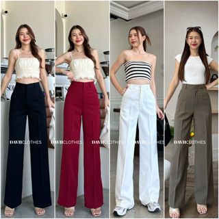 Davii.G025 |กางเกงทรงกระบอกกลาง เอวสูง ตะขอหน้า มีหู ผ้าหนา …