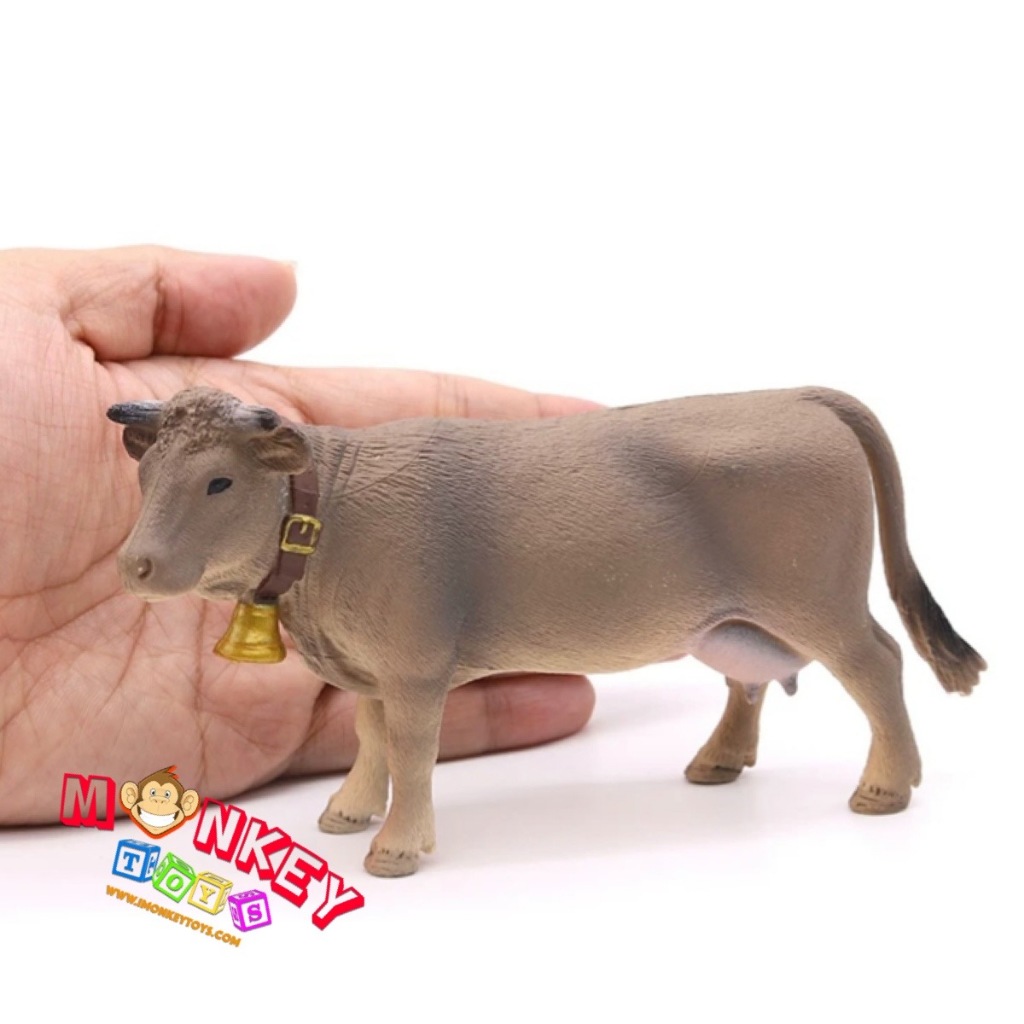 Monkey Toys โมเดลสัตว์ Cow วัว บราวน์สวิส ขนาด 14.50 CM (จากหาดใหญ่)