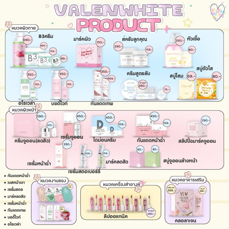 รวมสินค้า Valenwhite ทั้งหมด ‼️ของแท้รับตรงบริษัท‼️