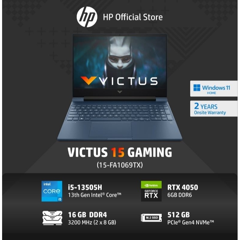 HP Victus Gaming Laptop 15-fa1069TX - 13th Gen Intel® Core™ Processors i5-13500H - 16GB - 512GB - RTX 4050 - 2Yrs Onsite