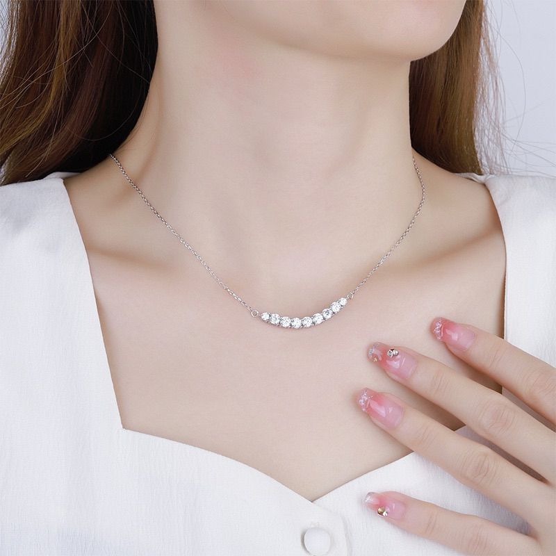 สร้อยคอฝังเพชร Moissanite (โมอีส) พร้อมใบเซอร์GRA