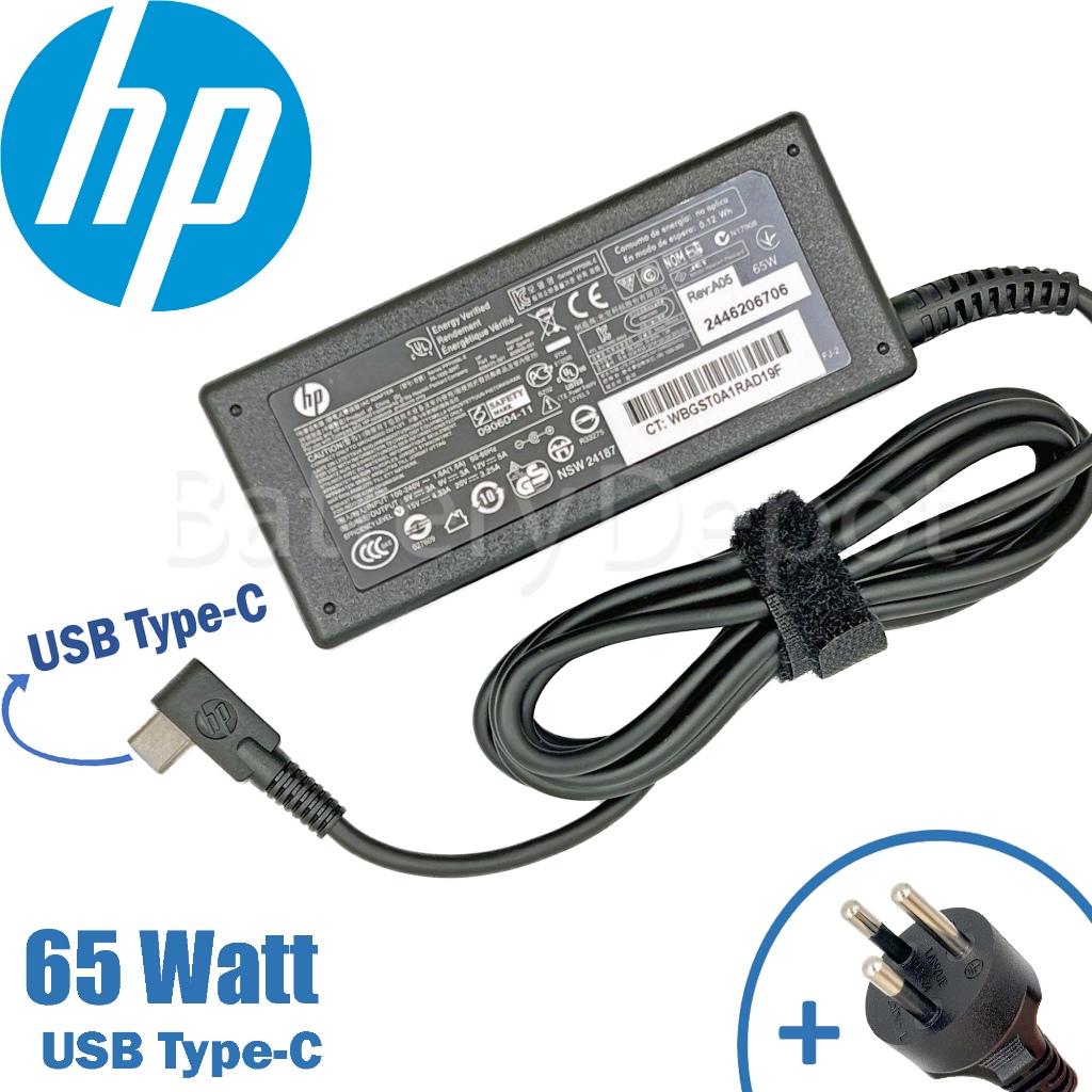 HP Adapter ของแท้ HP 20V/3.25A 65W หัว Jack USB Type-C สายชาร์จ HP, อะแดปเตอร์