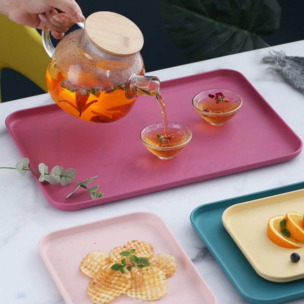 HOMEBERG ถาดใส่อาหาร ถาดใส่ขนม ถาดเสริฟ 1ชิ้นเลือกสีวัสดุพลาสติกใช้เสิร์ฟอาหารมีสามขนาด - รูปที่ 4