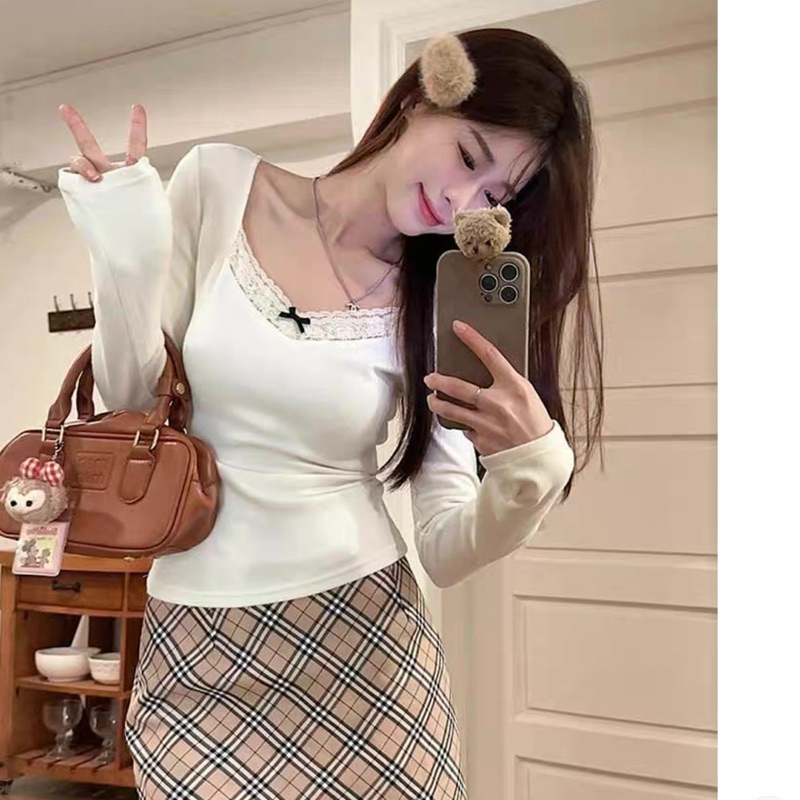 LauraShop🎳🎧miso soเสื้อแขนยาวผ้านุ่มแต่งน้องลูกไม้และโบว์พร้อมสู้ทุกSPF+++ มั่นใจไม่กลัว 🌤️✨