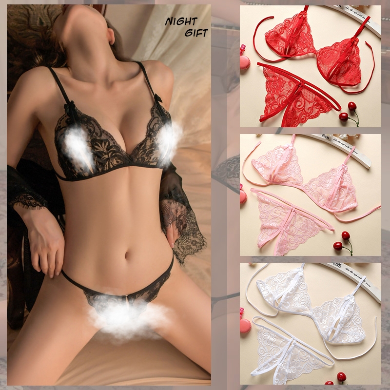 👍ถูกมาก   👙ชุดชั้นในลูกไม้เซ็กซี่ 2 ชิ้น 👙  ชุดชั่นใน🎈  เปิดเป้า  🎈มีหลายสี （H3018）