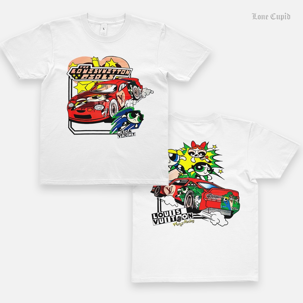 [ The P0werPuff ] L0UIS VUiTT0N เสื้อการ์ตูน แขนสั้น ย้อนยุค สกรีนลาย Original Design ราคาถูก คุณภาพ