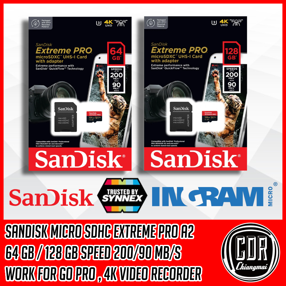 Sandisk Extreme Pro SDSQXCD 64GB,128GB SDSQXCD-128G-GN6MA (200MB/s.) รับประกันตลอดอายุการใช้งาน