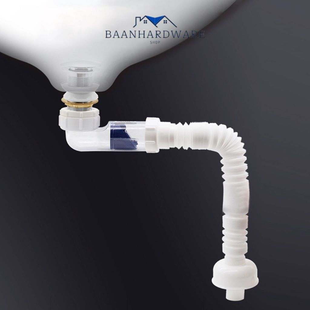 BAANHARDWARE ท่อย่น/ท่อน้ำทิ้ง ปรับระดับ ใช้ได้ทั้งอ่างซิงค์และอ่างล้างหน้า MA-J-036