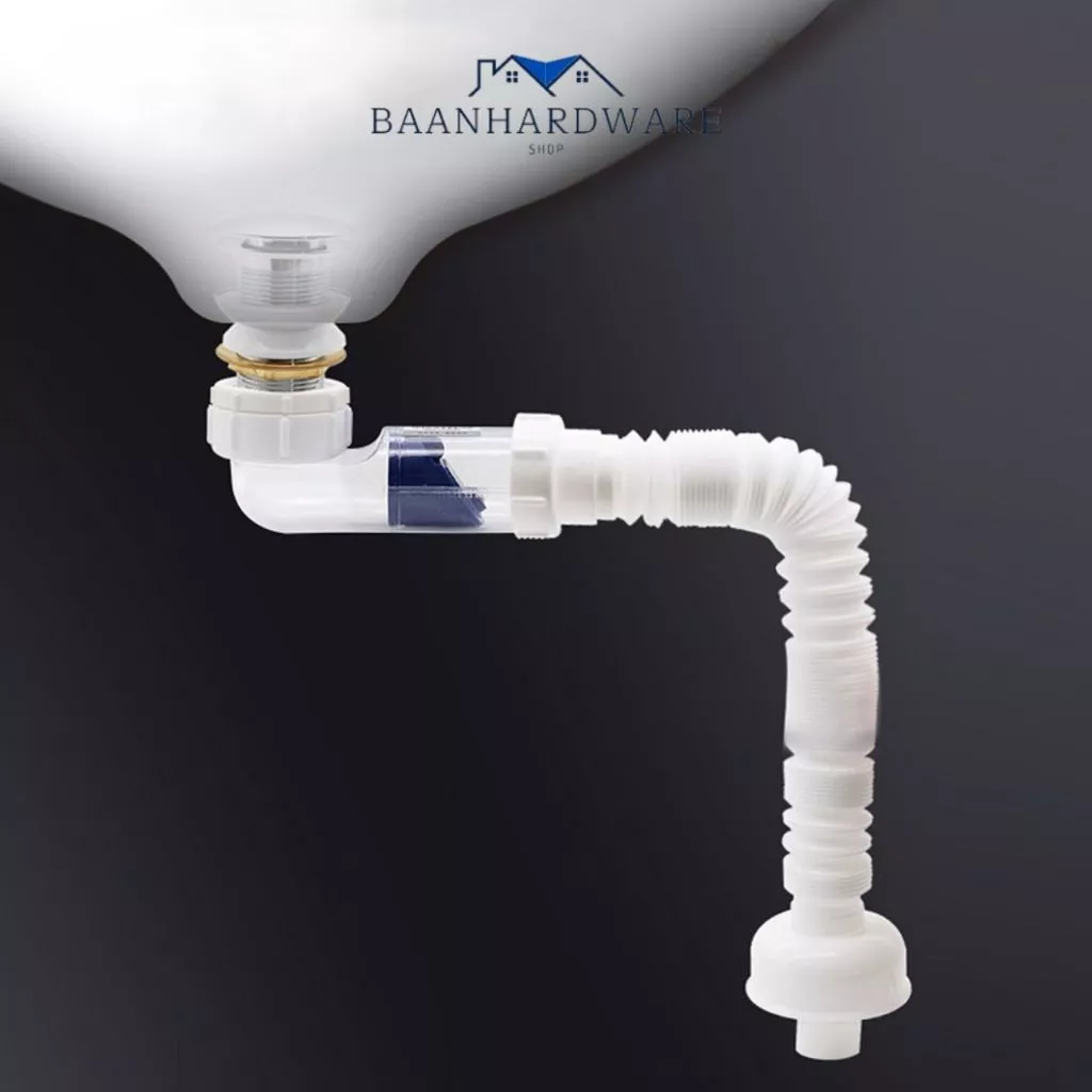 BAANHARDWARE ท่อย่น/ท่อน้ำทิ้ง ปรับระดับ ใช้ได้ทั้งอ่างซิงค์และอ่างล้างหน้า MA-J-036