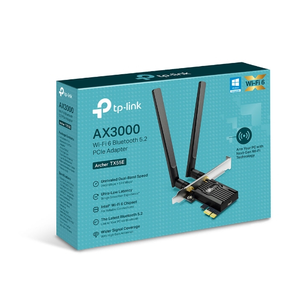 Wireless PCIe Adapter TP-LINK (Archer TX55E) AX3000 Dual Band WI-FI 6 Bluetooth 5.2