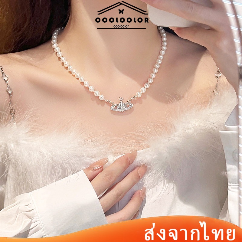 ในไทย💖สร้อยคอจี้มงกุฎคริสตัลเพทายดาวเสาร์เกาหลีสไตล์วินเทจสําหรับผู้หญิงแฟชั่นเครื่องประดับ.COD