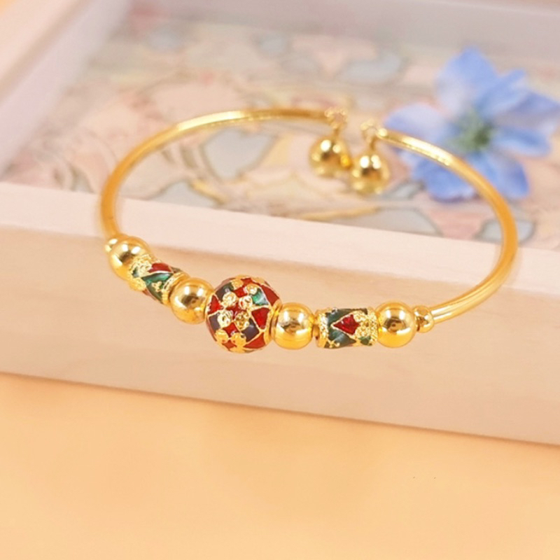 กำไลทอง มีเสียงกระดิ่ง กำไลข้อมือ เครื่องประดับ ทองชุบ  0114