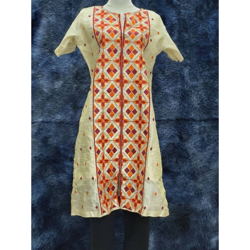 เสื้ออินเดียผู้หญิง แขนสั้น ปักลาย ผ้าไหมเปลือกไม้อินเดีย