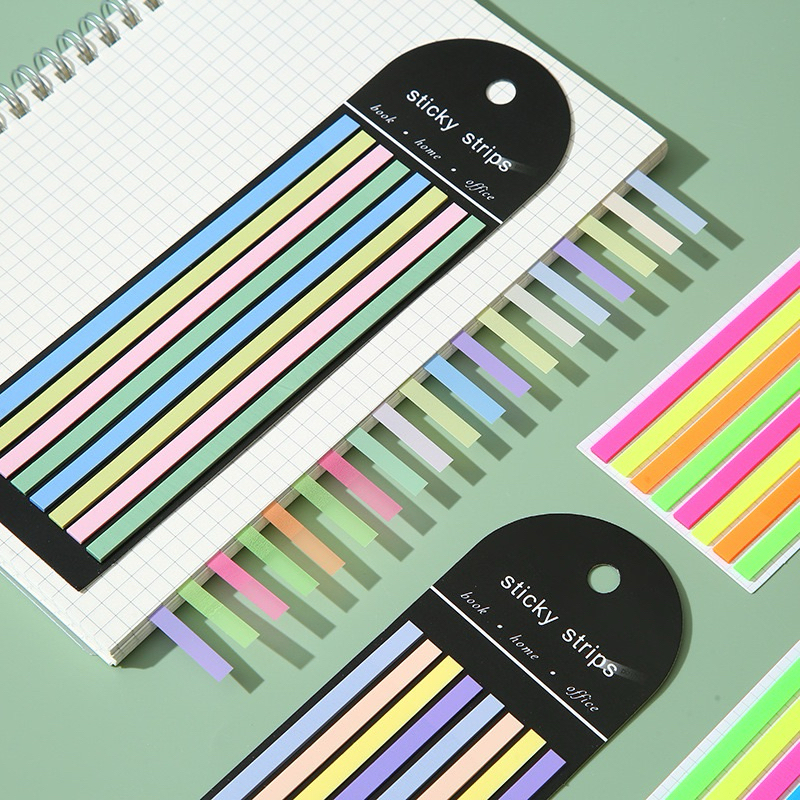 <พร้อมส่ง> โน๊ตกาว PET แบบเส้นV.2 ยาว14ซม ( 160 แผ่น ) Sticky Strip Note 4 สี กันน้ำ โพอิท โน๊ตกระดา