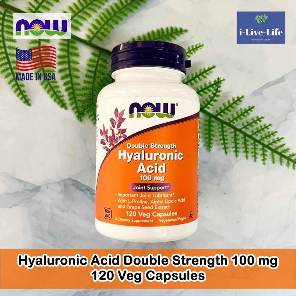 NOW Foods - Hyaluronic Acid Double Strength 100 mg 120 Veg Capsules กรดไฮยาลูโรนิก