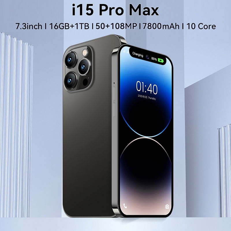 โทรศัพท์มือถือ i15 Pro Max 5G android Cellphone 16GB+512GB หน้าจอขนาดใหญ่ HD ขนาด 7.3 นิ้ว 50MP+108MP dual SIM WiFi LTE